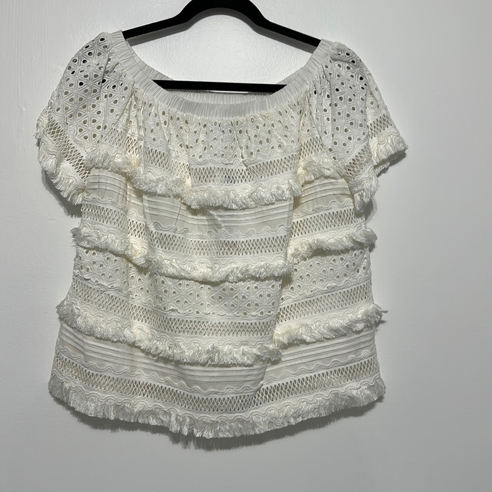 Chelsea & Theodore white off the shoulder blouse